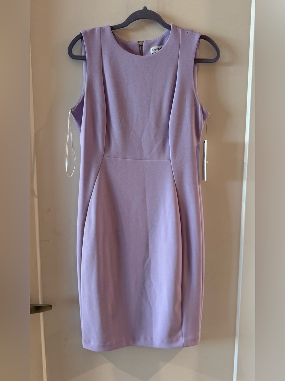 Calvin Klein Sleeveless Sheath Dress in Light Lavender